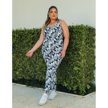 Macacão Fitness Longo Plus Size Estampado | Ref: 4.4.4052-3240