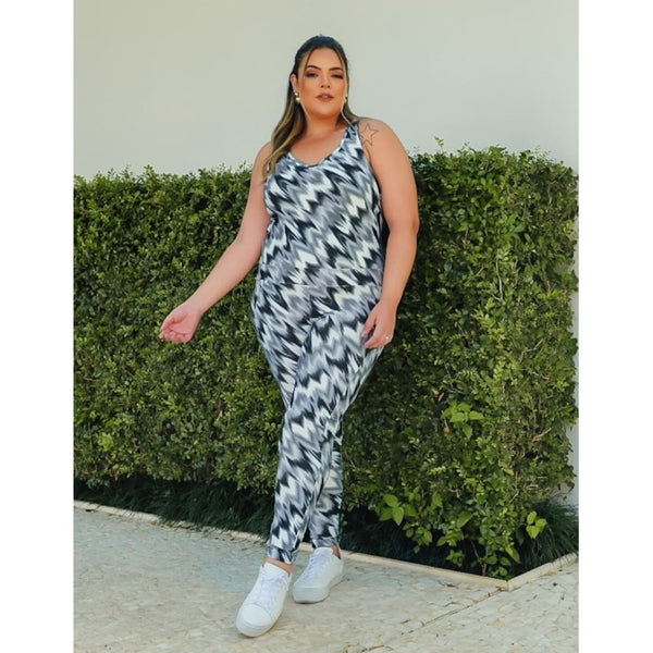 Macacão Fitness Longo Plus Size Estampado | Ref: 4.4.4052-3240