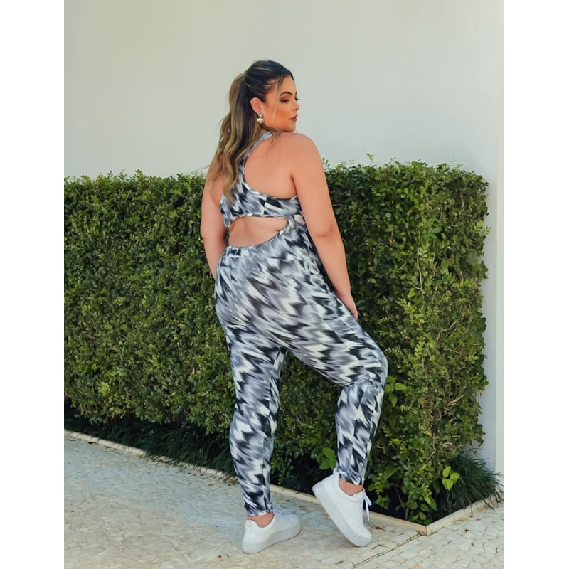 Macacão Fitness Longo Plus Size Estampado | Ref: 4.4.4052-3240