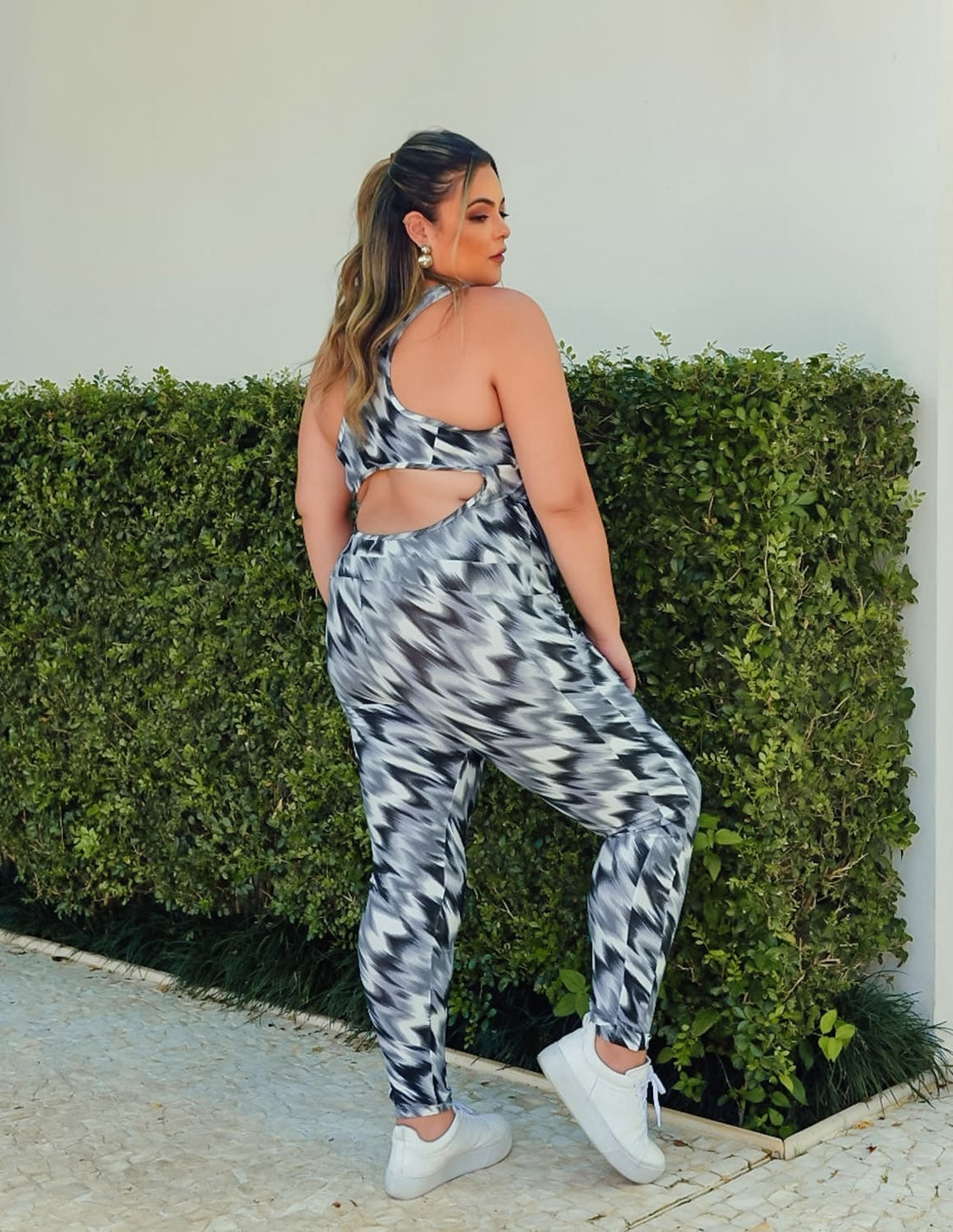 Macacão Fitness Longo Plus Size Estampado | Ref: 4.4.4052-3240