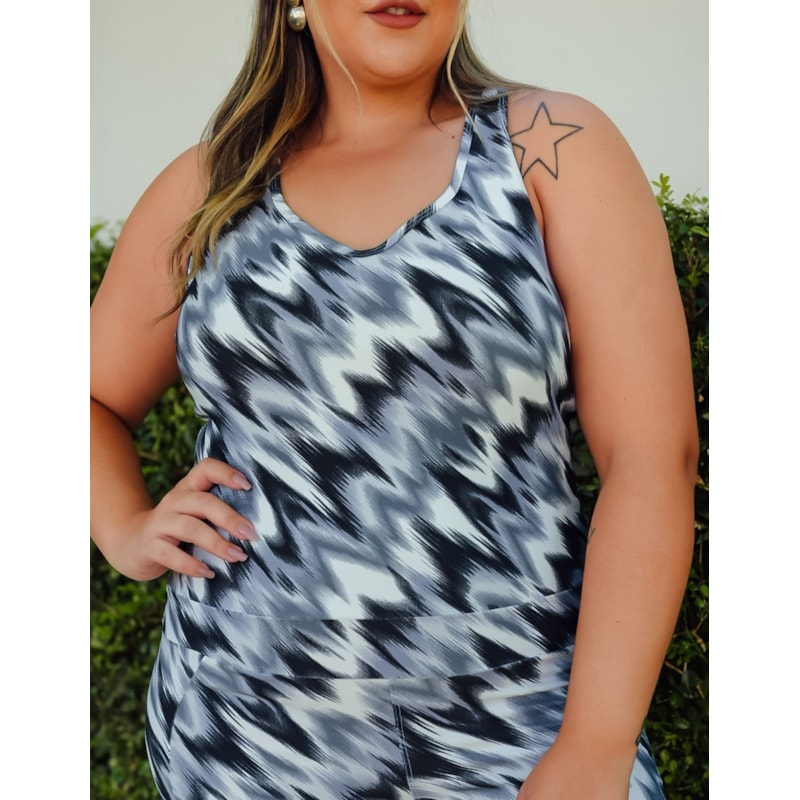 Macacão Fitness Longo Plus Size Estampado | Ref: 4.4.4052-3240