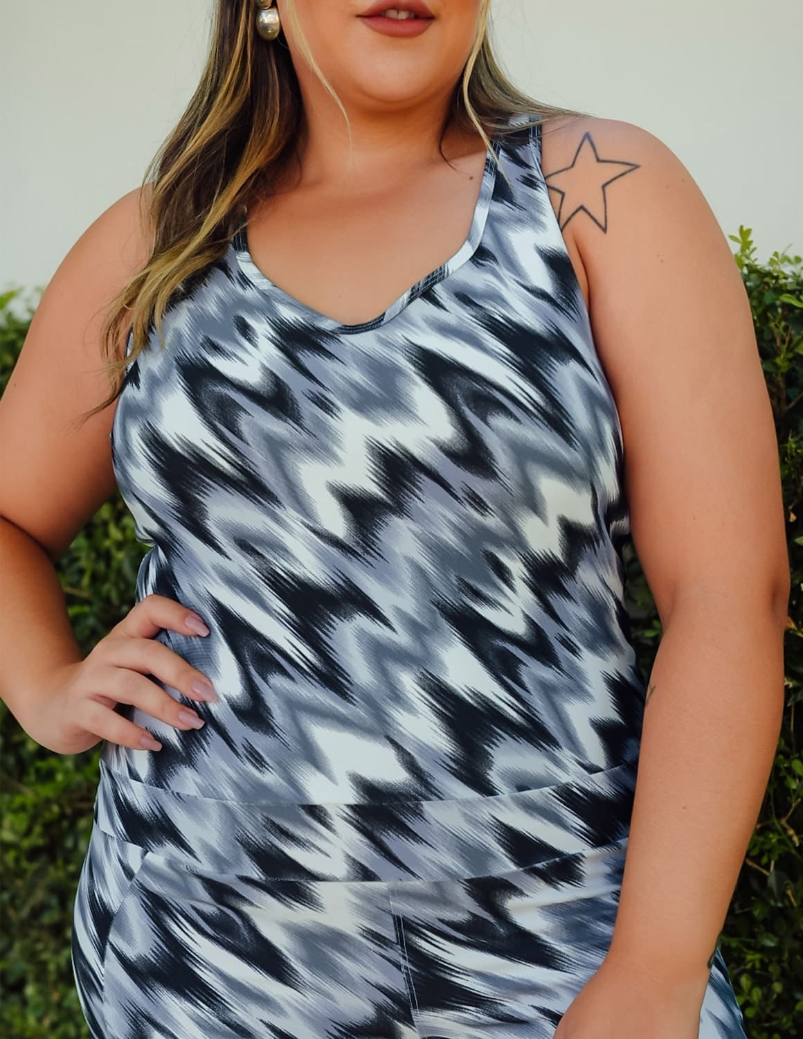 Macacão Fitness Longo Plus Size Estampado | Ref: 4.4.4052-3240