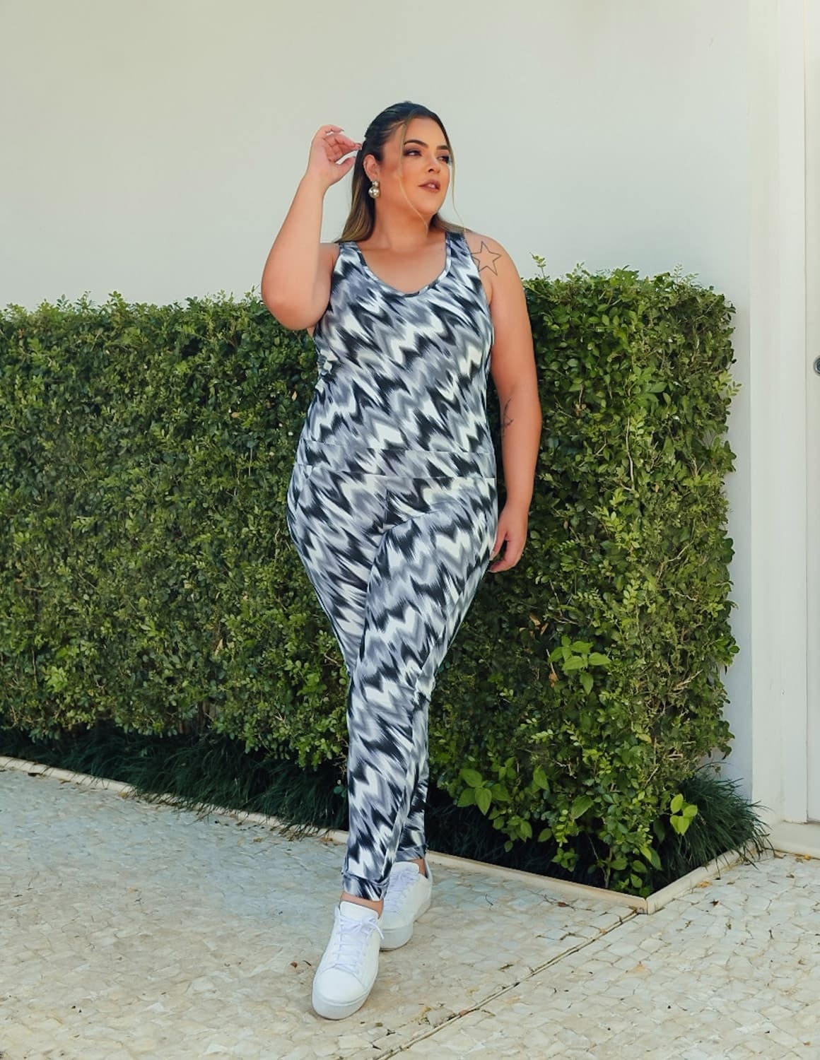 Macacão Fitness Longo Plus Size Estampado | Ref: 4.4.4052-3240
