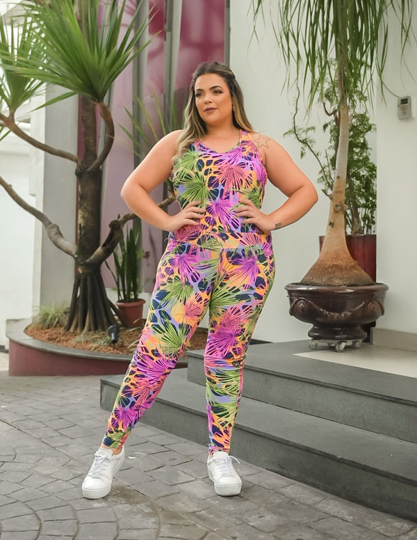 Macacão Fitness Feminino Longo Plus Size com Estampa | Ref: 4.4.4052-3242
