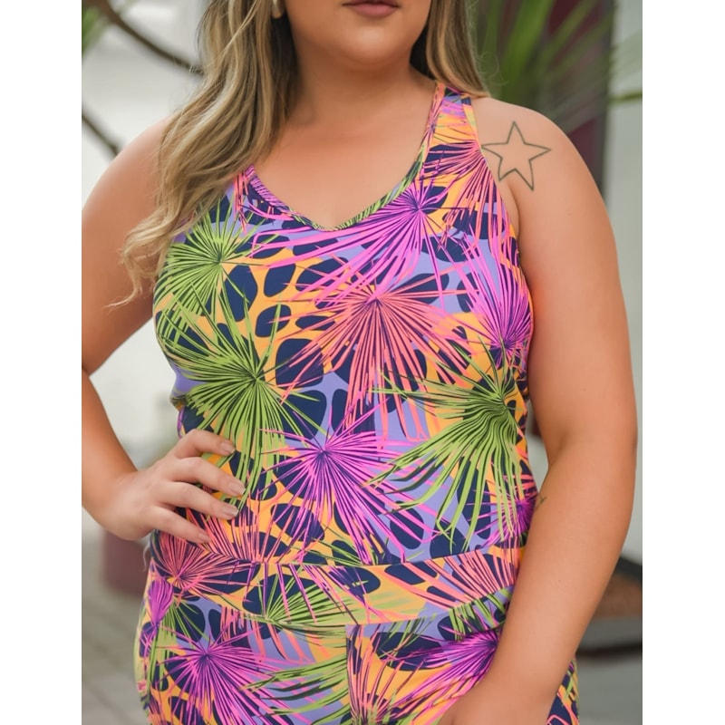 Macacão Fitness Feminino Longo Plus Size com Estampa | Ref: 4.4.4052-3242