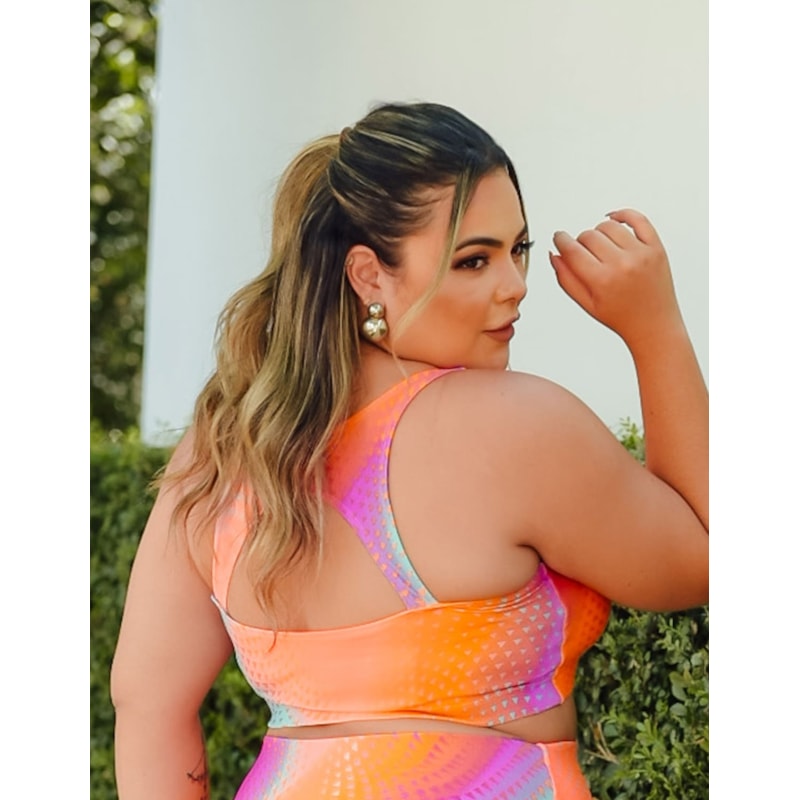 Top Fitness Feminino Estampado Plus Size | Ref: 4.4.4434-3238