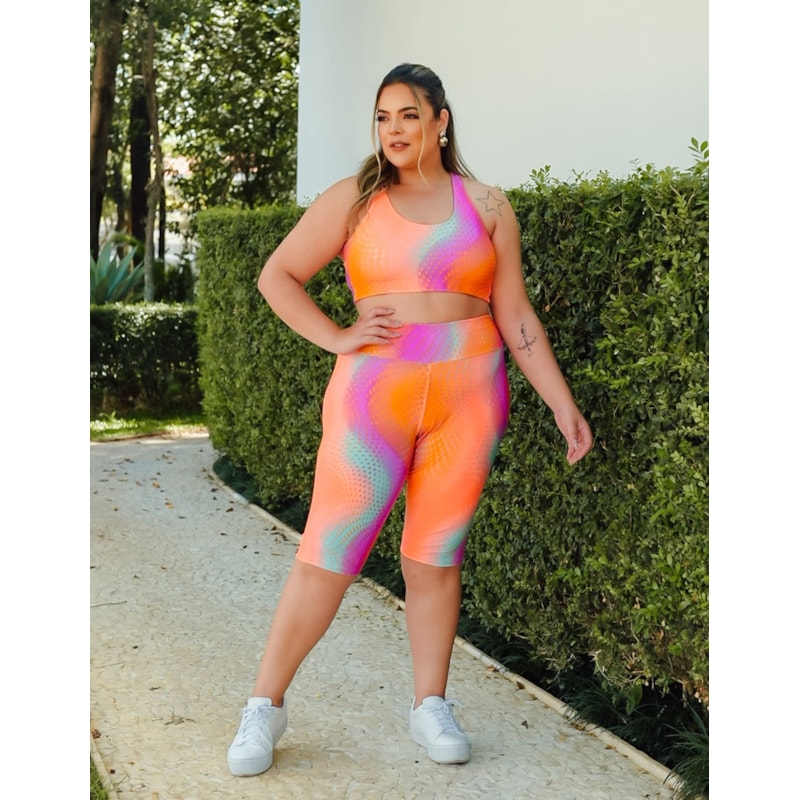 Conjunto Plus Size Estampado com Bermuda Ciclista e Top sem Bojo | Ref: 8.8.0196-3238