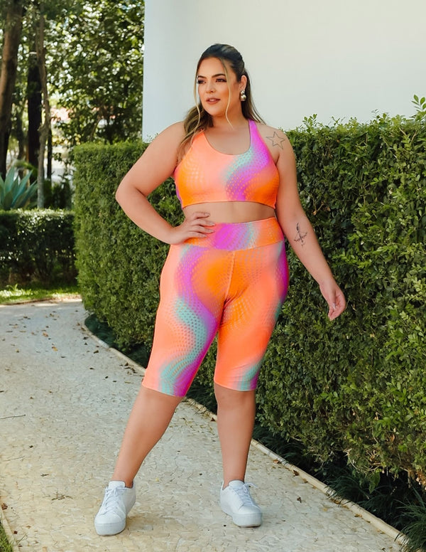 Conjunto Plus Size Estampado com Bermuda Ciclista e Top sem Bojo | Ref: 8.8.0196-3238