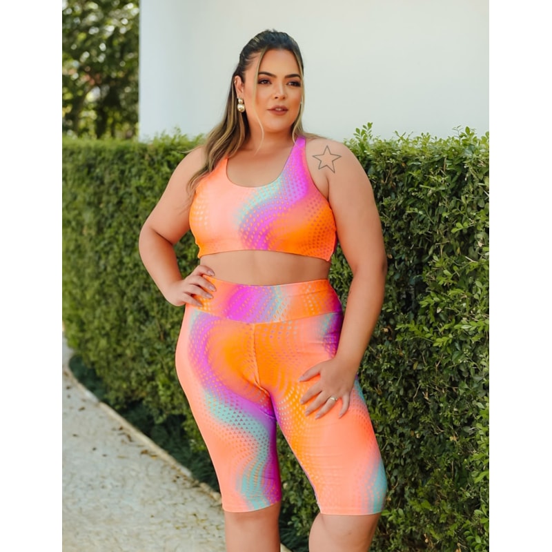 Conjunto Plus Size Estampado com Bermuda Ciclista e Top sem Bojo | Ref: 8.8.0196-3238