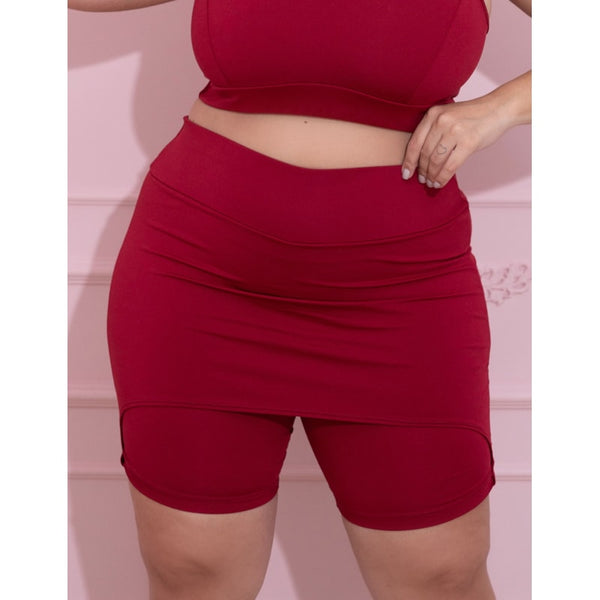 Bermuda com Tapa Bumbum Plus Size Vinho | Ref: 4.4.4073-24