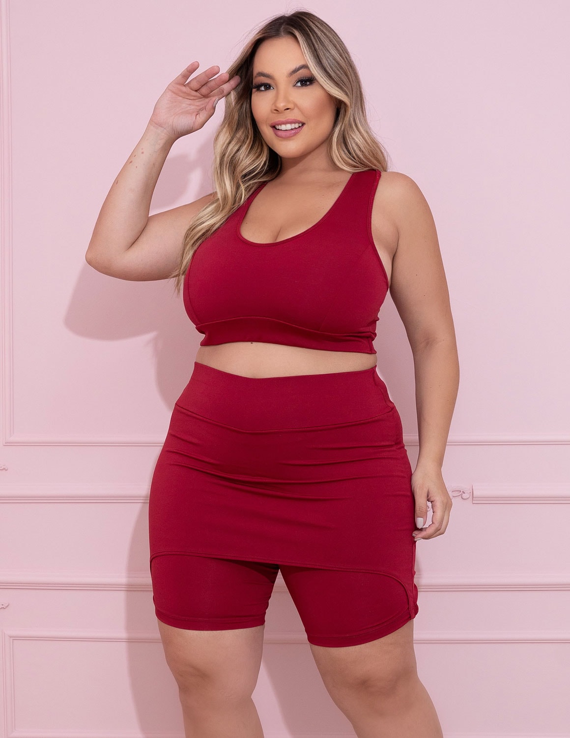 Bermuda com Tapa Bumbum Plus Size Vinho