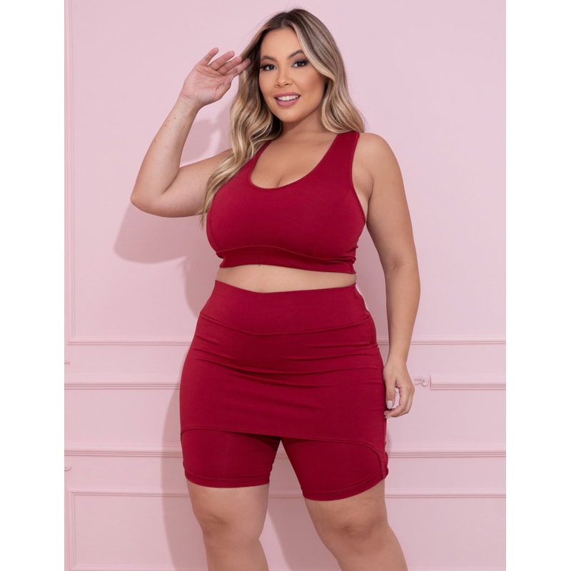 Bermuda com Tapa Bumbum Plus Size Vinho | Ref: 4.4.4073-24
