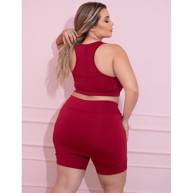 Conjunto Plus Size Vinho com Bermuda Tapa Bumbum e Top sem Bojo | Ref: 8.8.0198-24