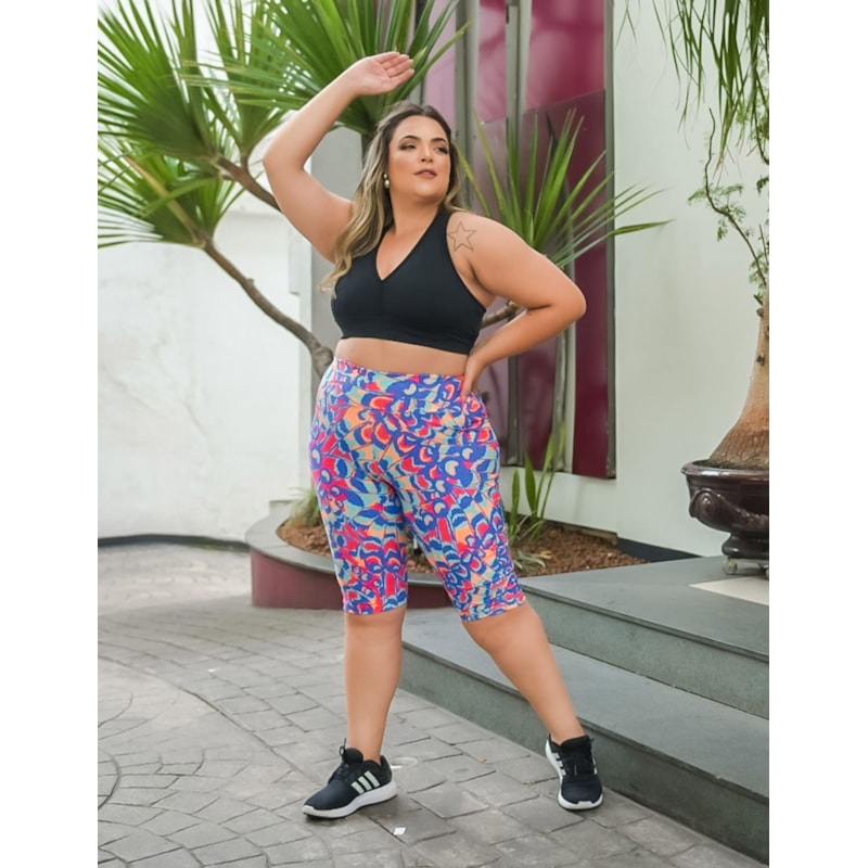 Bermuda Feminina Ciclista com Estampa Plus Size | Ref: 4.4.4074-3237