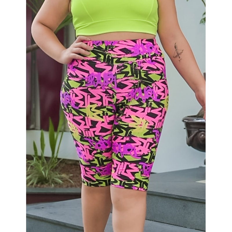 Bermuda Fitness Ciclista Plus Size Estampada | Ref: 4.4.4074-3243