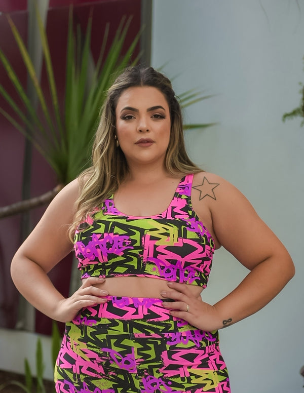Top para Academia Feminino Plus Size Estampado | Ref: 4.4.4434-3243