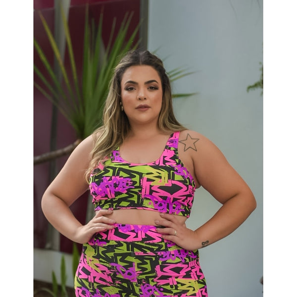 Top para Academia Feminino Plus Size Estampado | Ref: 4.4.4434-3243