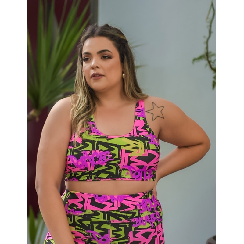 Top para Academia Feminino Plus Size Estampado | Ref: 4.4.4434-3243