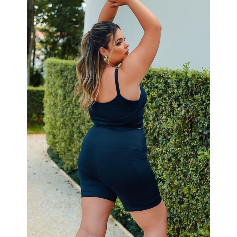 Conjunto Plus Size Azul Marinho Bermuda com Bolsos e Cropped | Ref: 8.8.0199-18