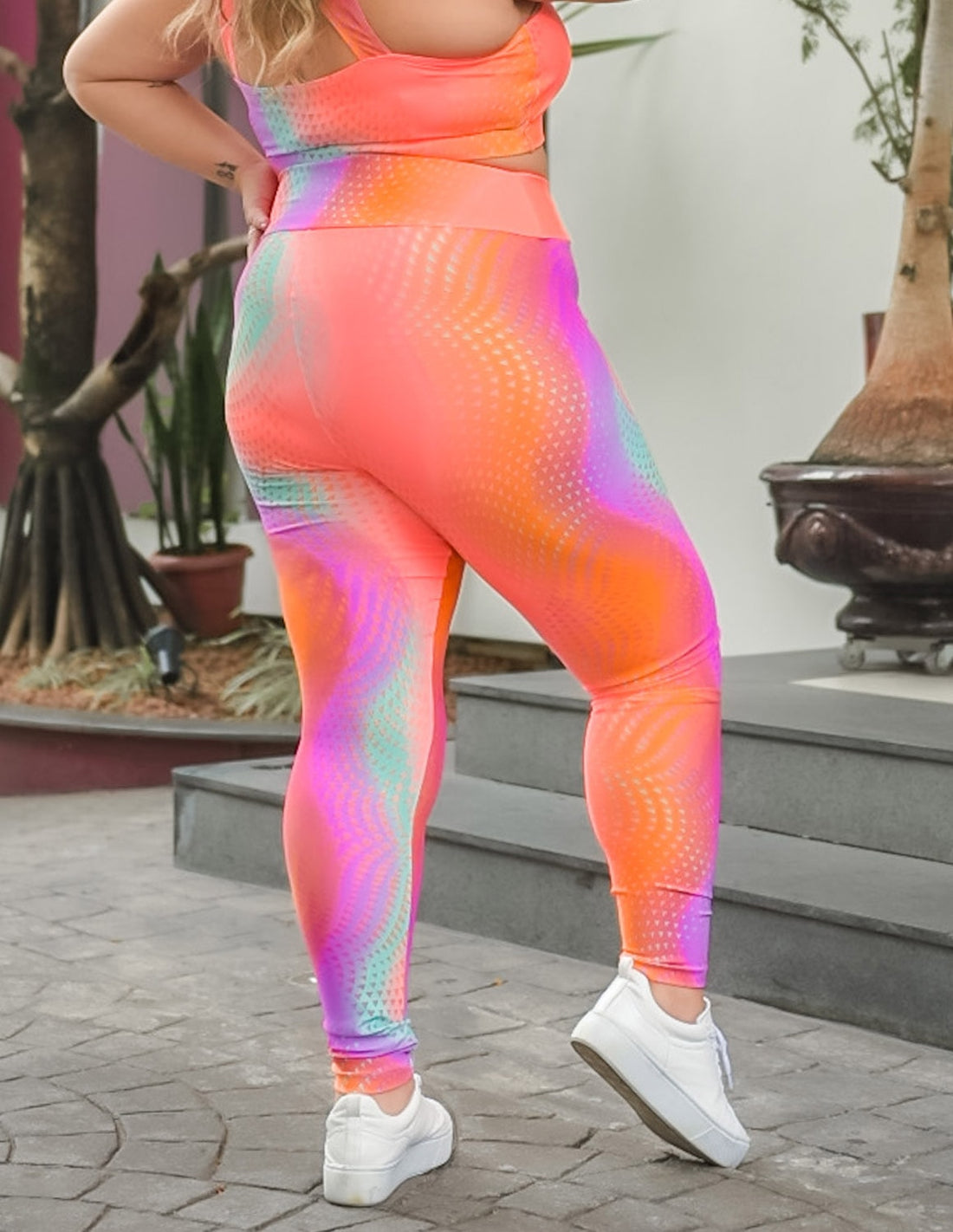 Calça Feminina Estampada Plus Size com Cós Alto | Ref: 4.4.4293-3238