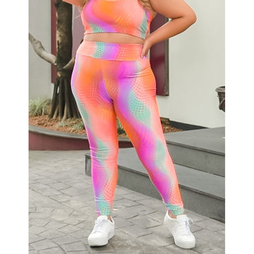 Calça Feminina Estampada Plus Size com Cós Alto | Ref: 4.4.4293-3238