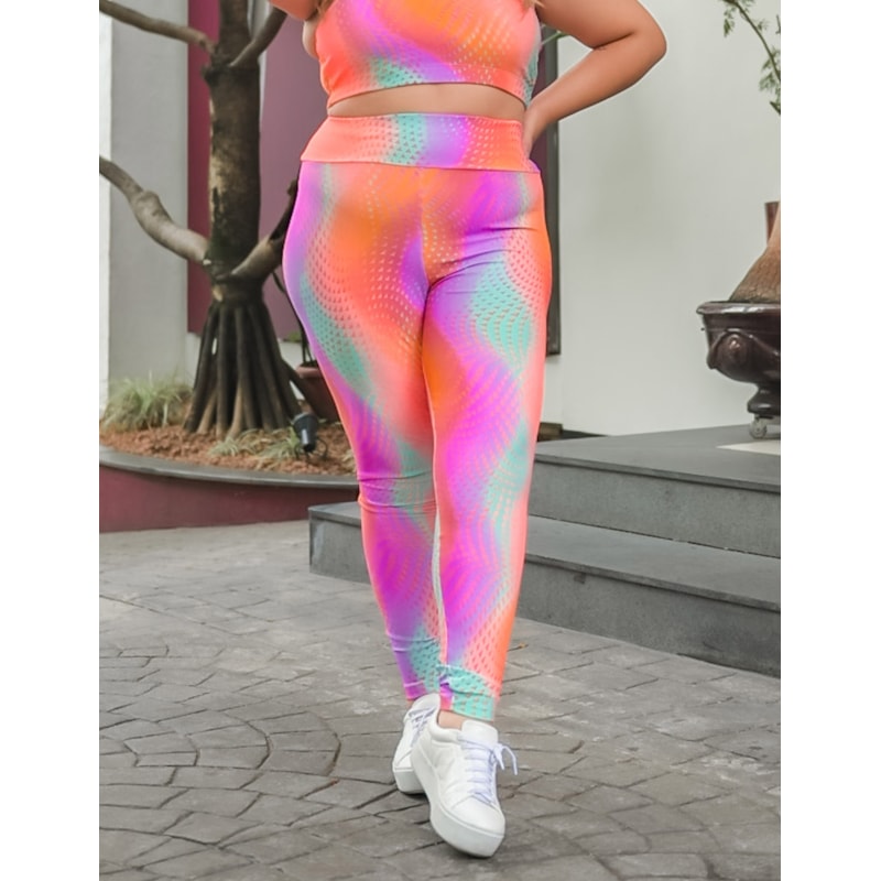 Calça Feminina Estampada Plus Size com Cós Alto | Ref: 4.4.4293-3238