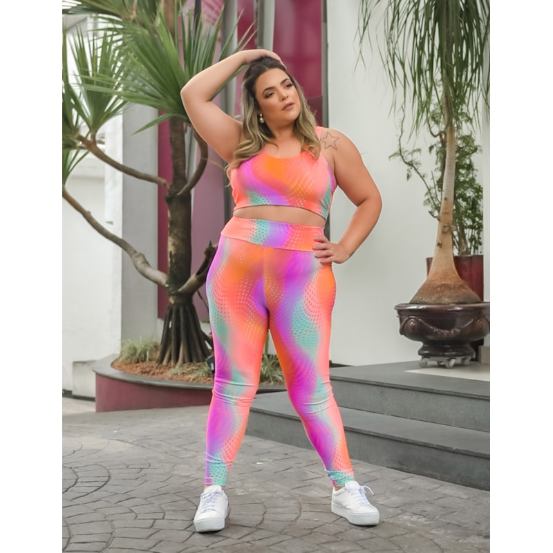 Calça Feminina Estampada Plus Size com Cós Alto | Ref: 4.4.4293-3238