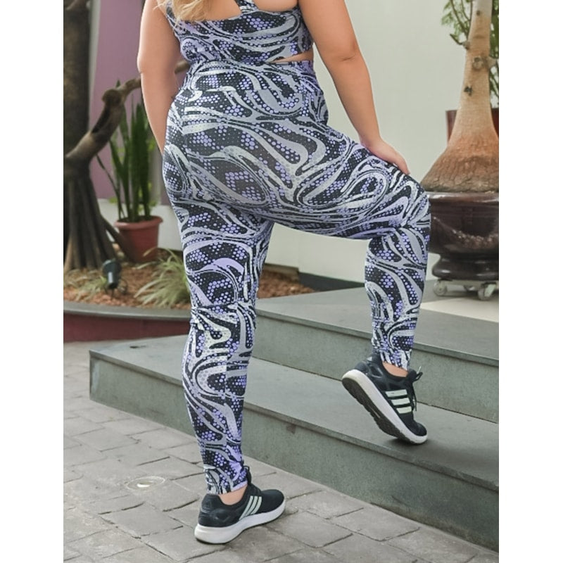 Calça Fitness Feminina com Estampa e Cós Alto Plus Size | Ref: 4.4.4293-3244