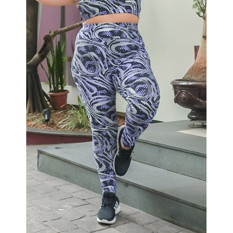 Calça Fitness Feminina com Estampa e Cós Alto Plus Size | Ref: 4.4.4293-3244