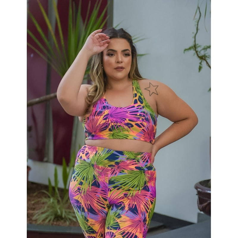 Calça Legging Feminina Plus Size com Cós Alto Estampada | Ref: 4.4.4293-3242