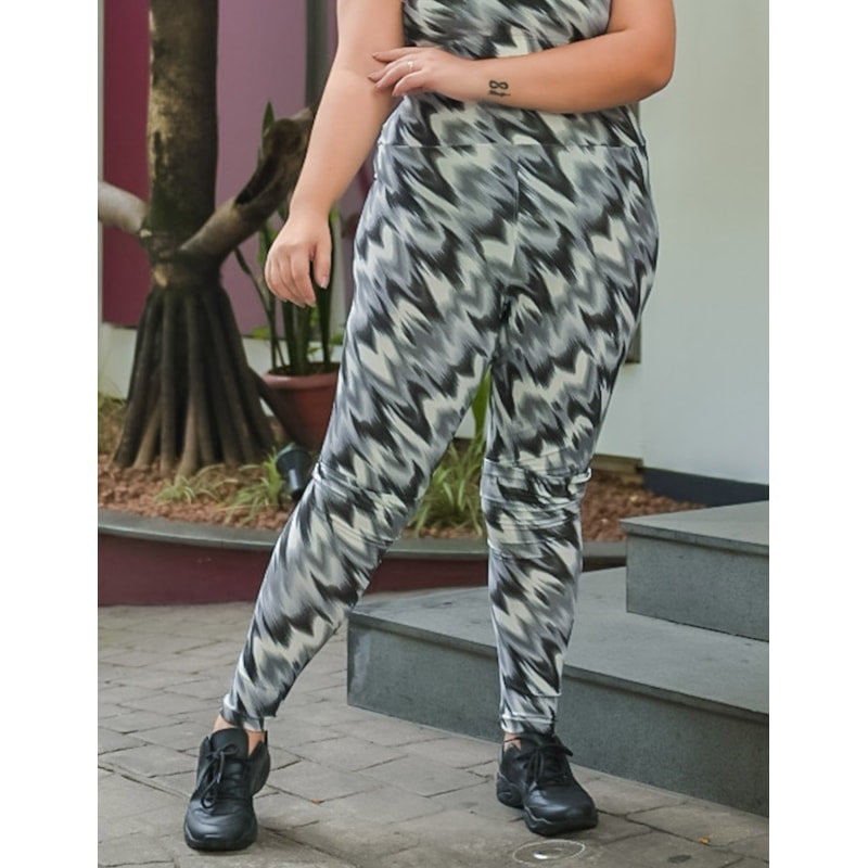 Calça Legging Estampada Plus Size com Cós Alto | Ref: 4.4.4293-3240
