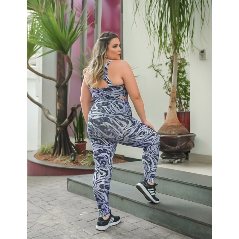 Conjunto Feminino com Calça Cós Alto e Top Estampado Plus Size | Ref: 8.8.0197-3244