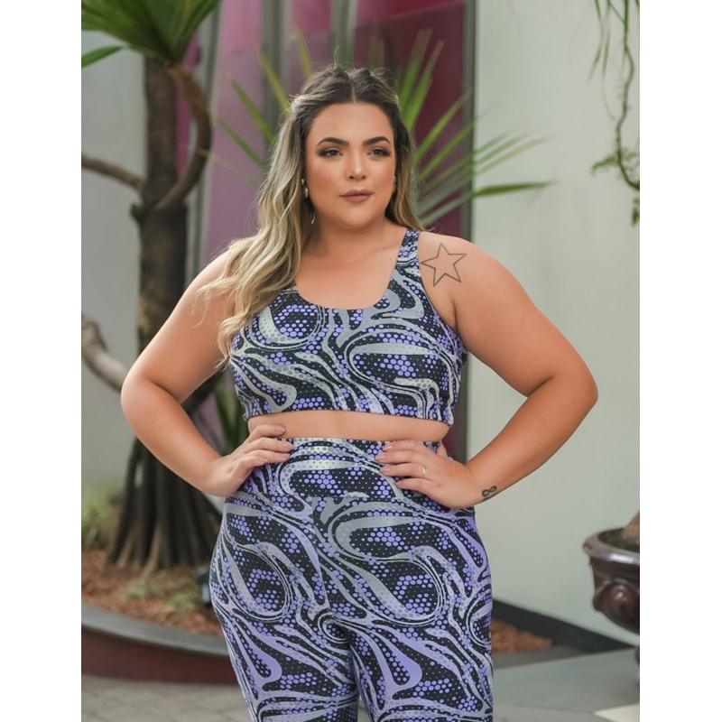 Conjunto Feminino com Calça Cós Alto e Top Estampado Plus Size | Ref: 8.8.0197-3244
