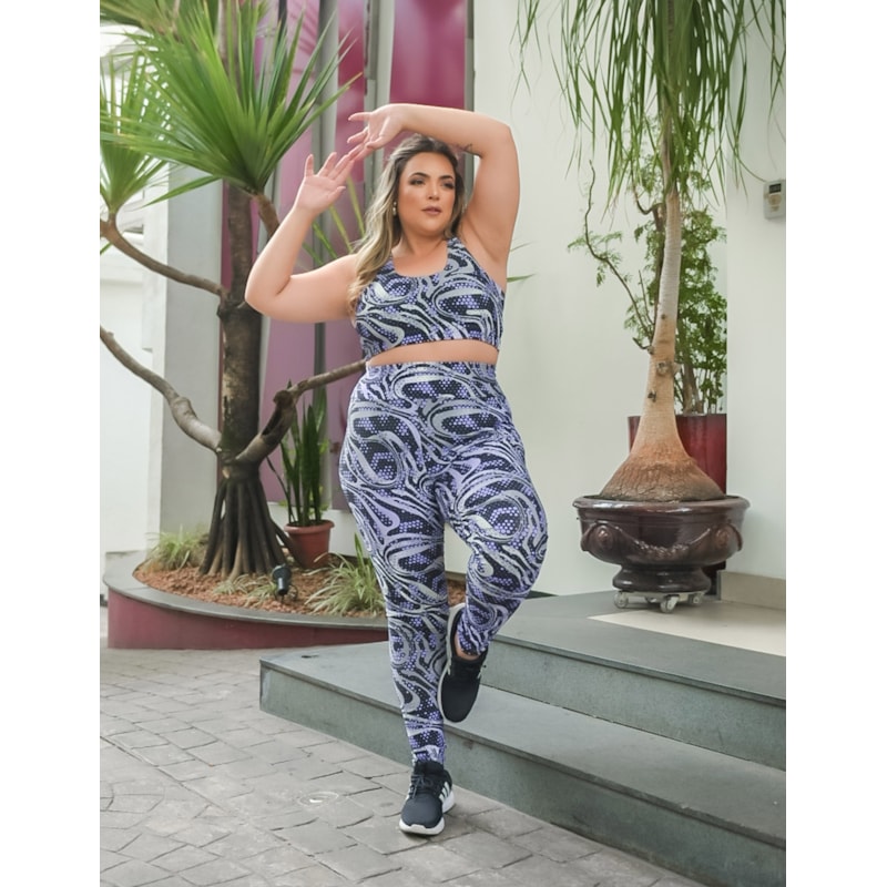 Conjunto Feminino com Calça Cós Alto e Top Estampado Plus Size | Ref: 8.8.0197-3244