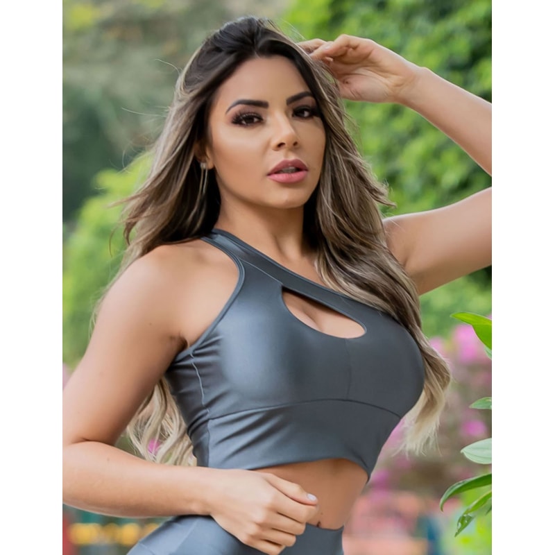 Cropped Fitness Metalizado com Bojo | Ref: 3.3.2387-52