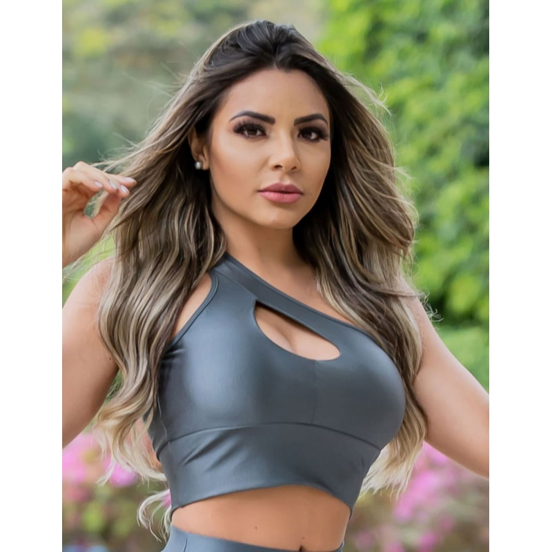 Cropped Fitness Metalizado com Bojo | Ref: 3.3.2387-52