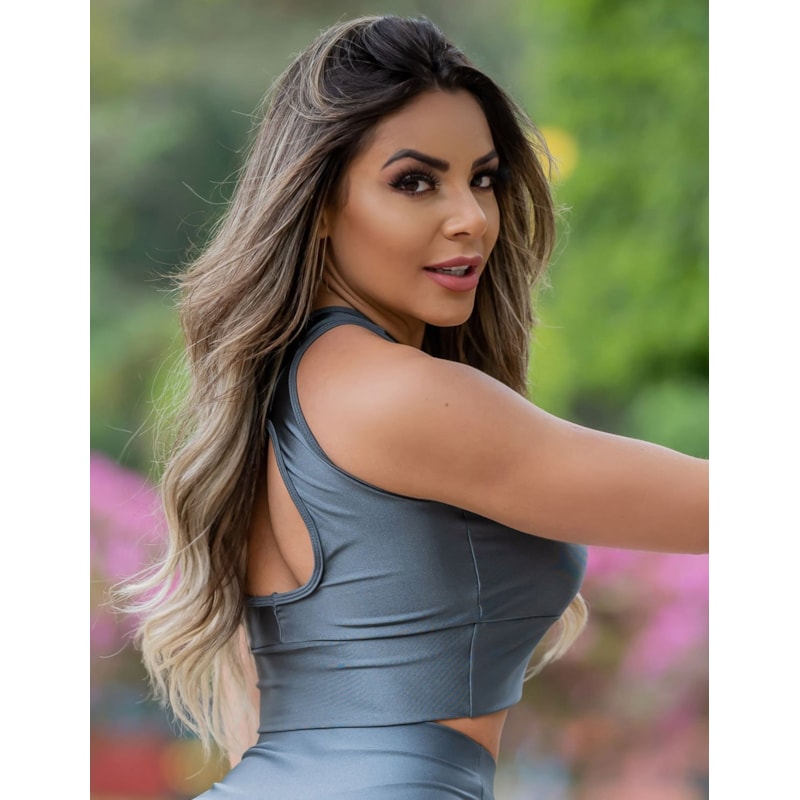 Cropped Fitness Metalizado com Bojo | Ref: 3.3.2387-52