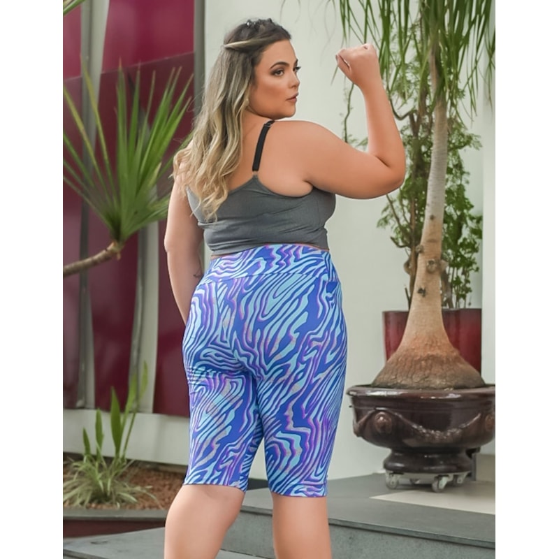 Conjunto Feminino Plus Size com Bermuda Ciclista Estampada e Top Mescla sem Bojo | Ref: 8.8.0080-3239-03
