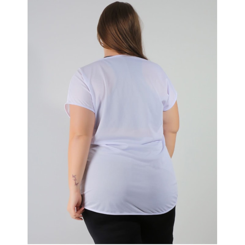 Blusa Fitness Plus Size Branca com Estampa | Ref: 4.4.1752HARD-02