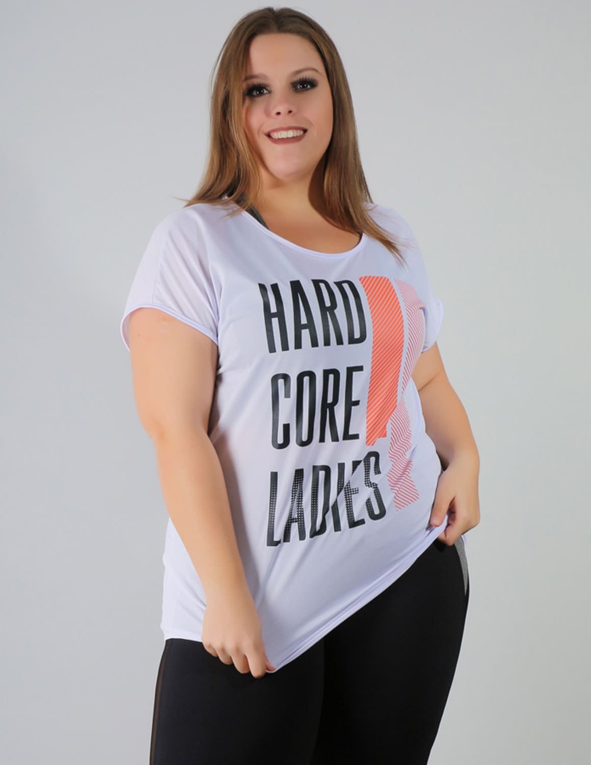 Blusa Fitness Plus Size Branca com Estampa | Ref: 4.4.1752HARD-02