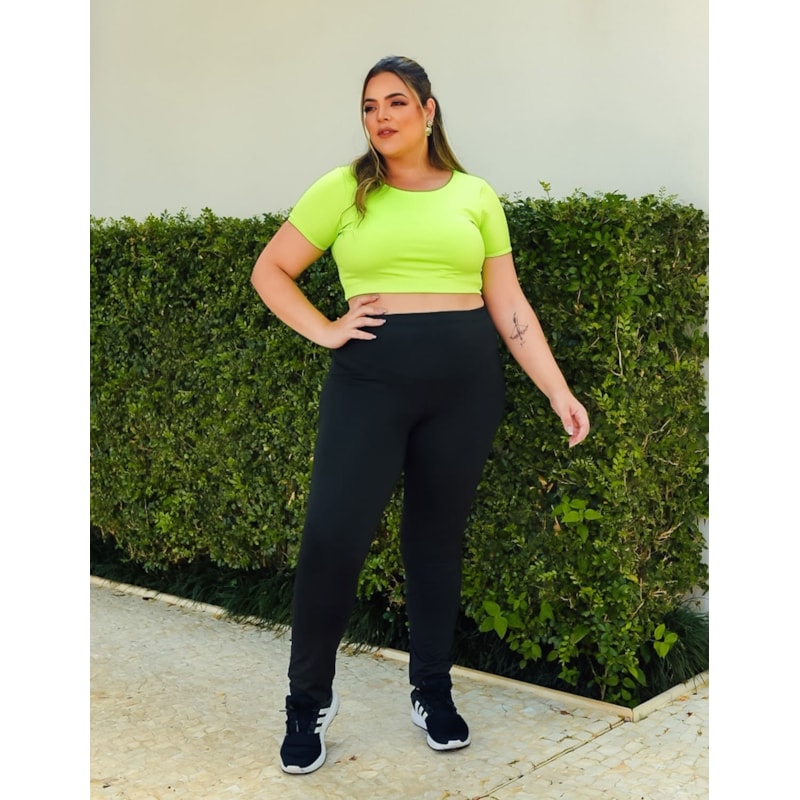 Calça Montaria Plus Size Preta com Cós Alto | Ref: 4.4.4430-01