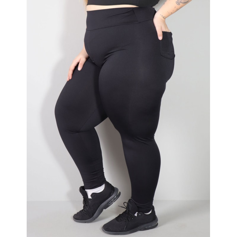 Calça Feminina Preta Plus Size com Bolsos | Ref: 4.4.4156-01