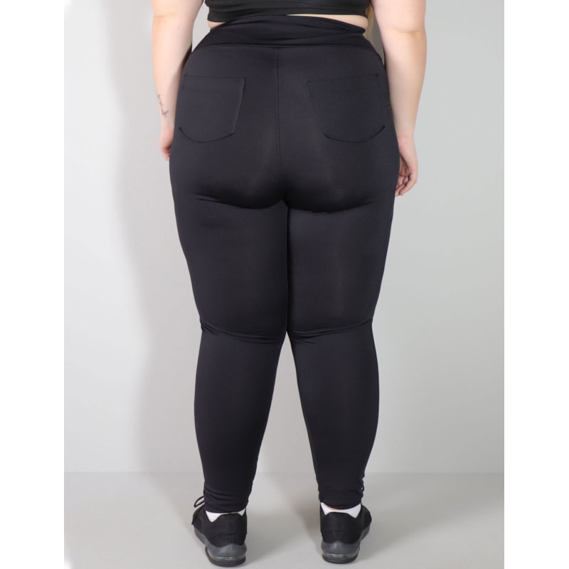 Calça Feminina Preta Plus Size com Bolsos | Ref: 4.4.4156-01