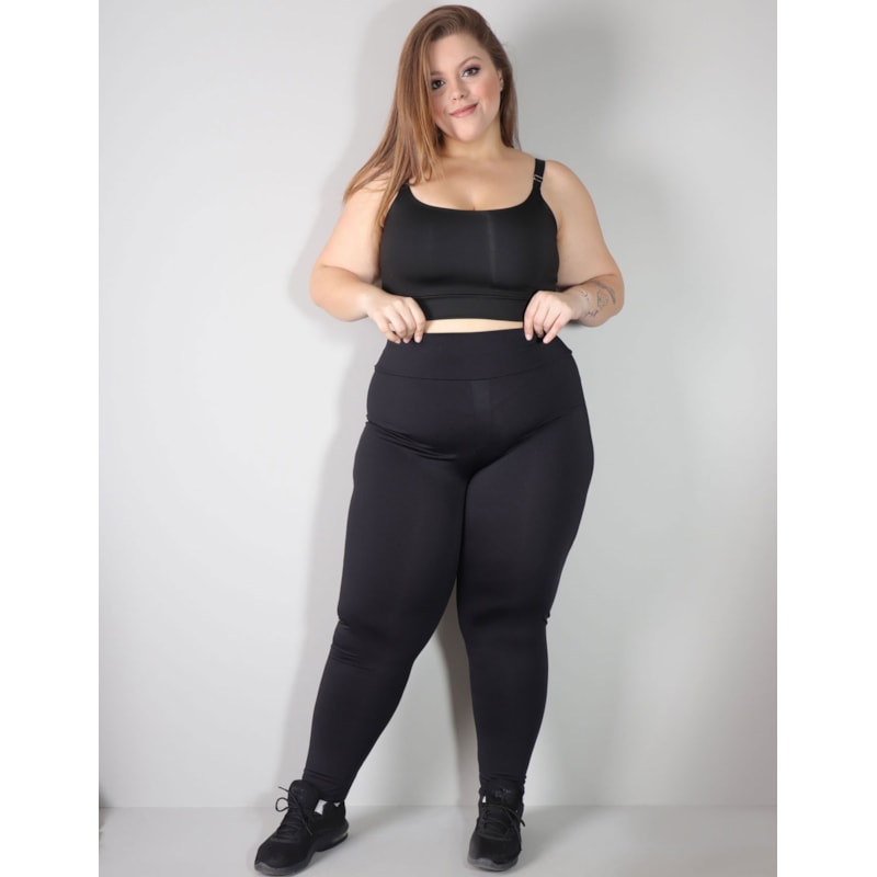 Calça Feminina Preta Plus Size com Bolsos | Ref: 4.4.4156-01