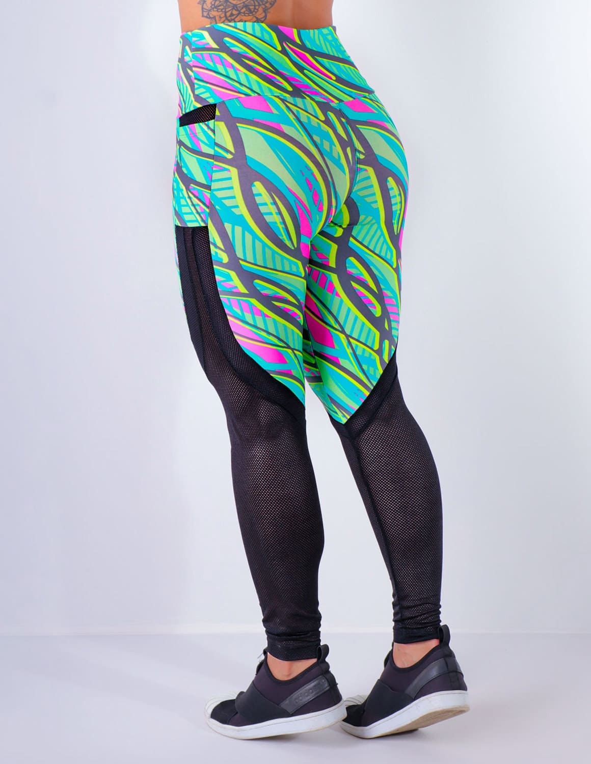 Calça Legging Estampada com Bolsos e Tela | Ref: 4.4.4170-3190