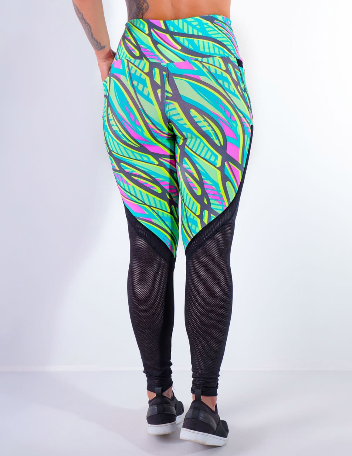 Calça Legging Estampada com Bolsos e Tela | Ref: 4.4.4170-3190