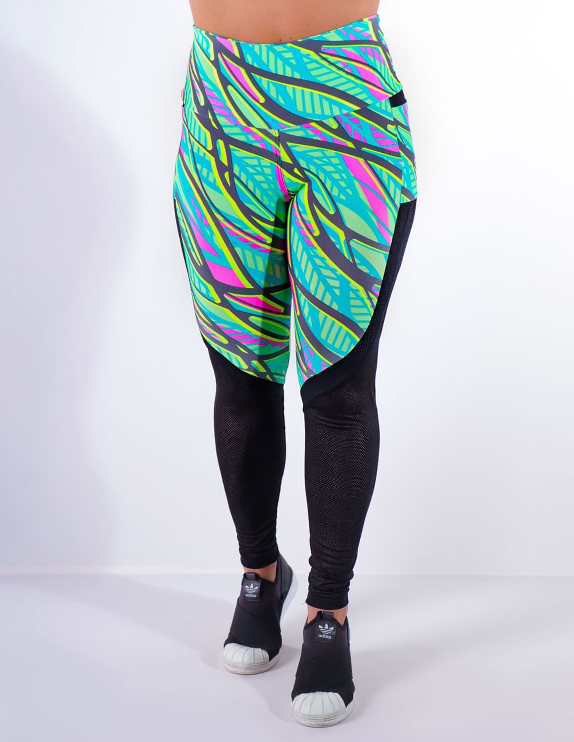 Calça Legging Estampada com Bolsos e Tela | Ref: 4.4.4170-3190