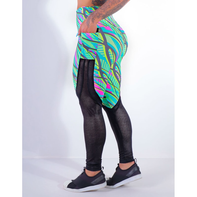 Calça Legging Estampada com Bolsos e Tela | Ref: 4.4.4170-3190