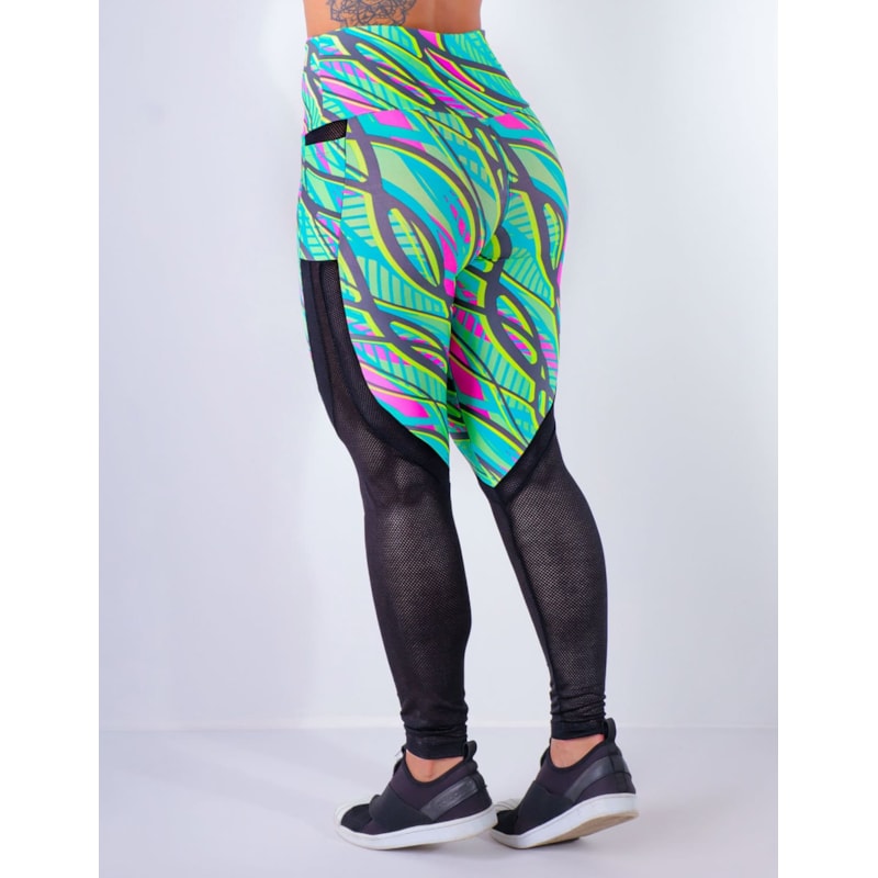 Calça Legging Estampada com Bolsos e Tela | Ref: 4.4.4170-3190