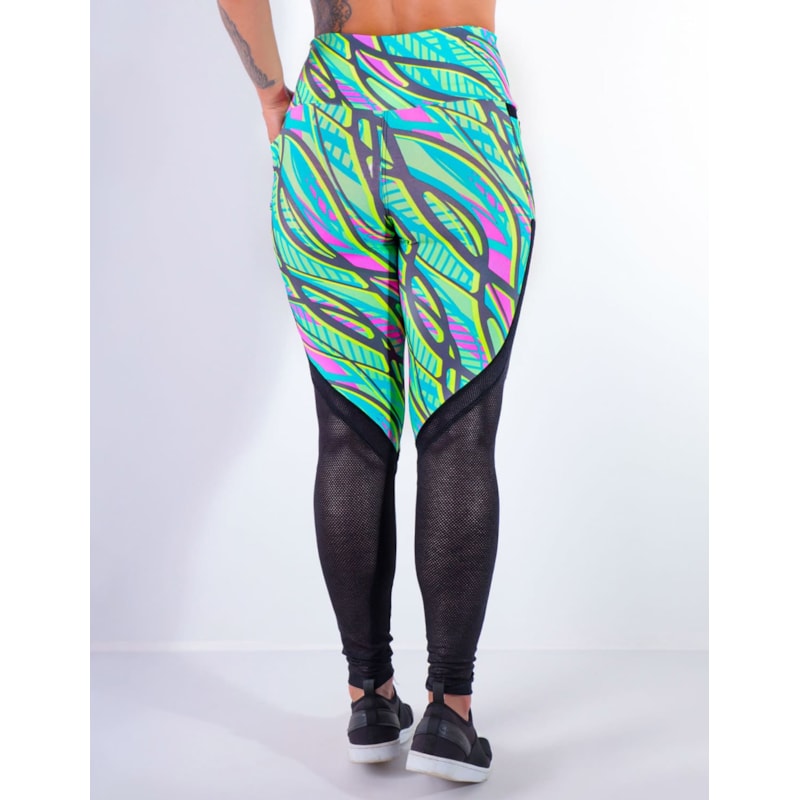 Calça Legging Estampada com Bolsos e Tela | Ref: 4.4.4170-3190